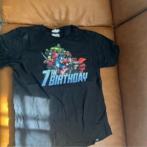 Marvel Avengers 7th Birthday Black Kids T-Shirt Sz M 9-10